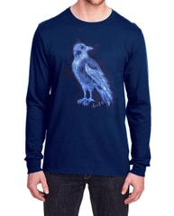 T-shirt for men, navy blue, Eurasian crow